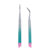 Load image into Gallery viewer, Tweezers Glitter Blue &amp; Silver - 2PK - HYBA BEAUTY