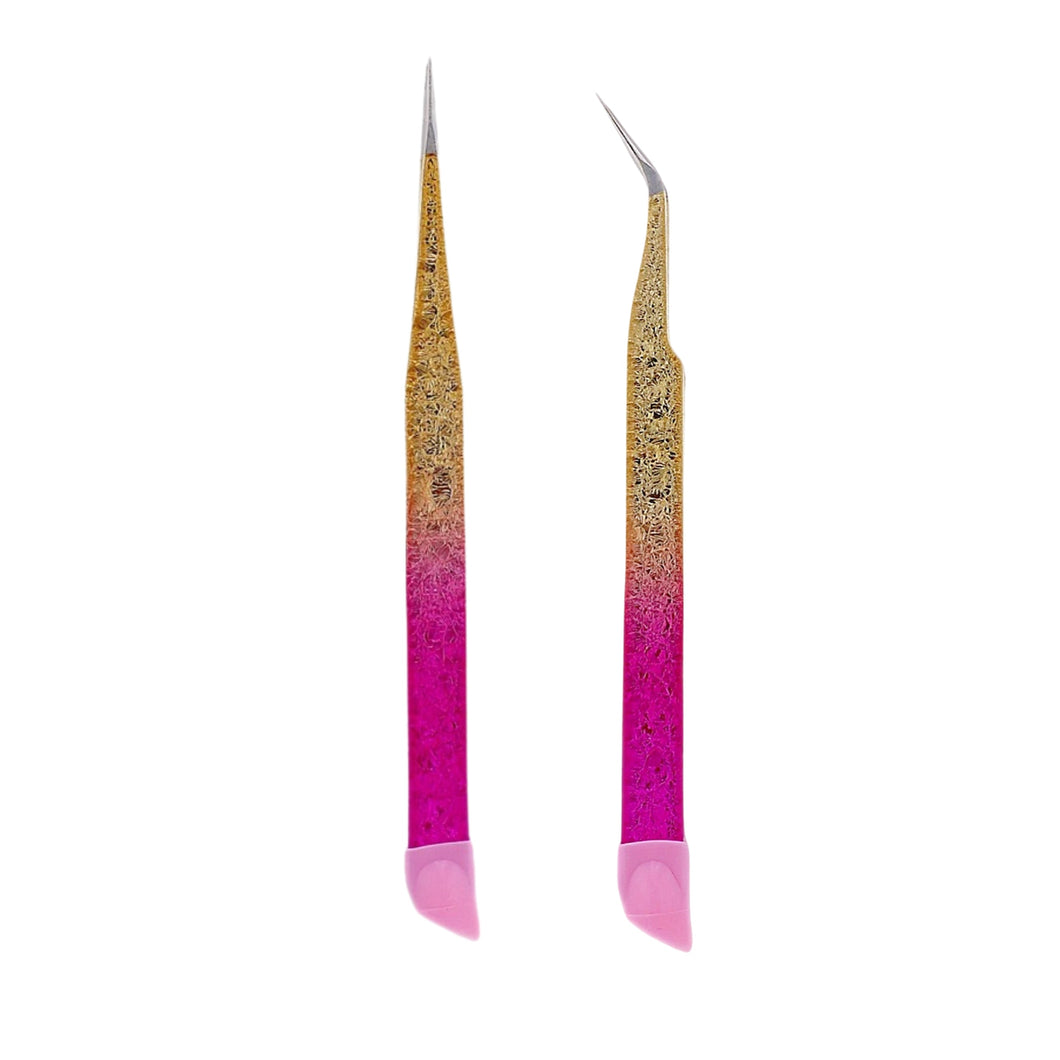 Tweezers Glitter Pink & Gold - 2PK - HYBA BEAUTY