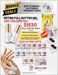 BUNDLE DEAL- Buy Entire BUTTER GEL Full Collection $1520 GET FREE 2 x Mini Cure Lamps - HYBA BEAUTY