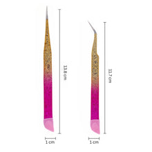 Load image into Gallery viewer, Tweezers Glitter Pink &amp; Gold - 2PK - HYBA BEAUTY