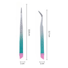 Load image into Gallery viewer, Tweezers Glitter Blue &amp; Silver - 2PK - HYBA BEAUTY