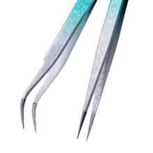 Load image into Gallery viewer, Tweezers Glitter Blue &amp; Silver - 2PK - HYBA BEAUTY