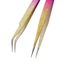 Load image into Gallery viewer, Tweezers Glitter Pink &amp; Gold - 2PK - HYBA BEAUTY