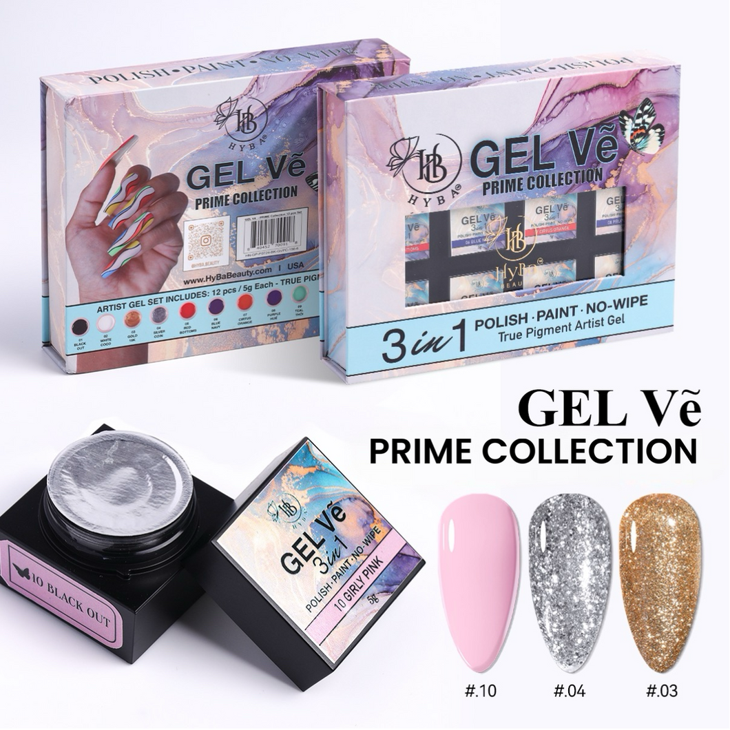 GEL Vẽ  Prime Collection Artist Gel / 12pcs set (5g each) - HYBA BEAUTY