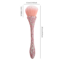 Load image into Gallery viewer, Crystal Nail Dust Brush (PINK &amp; SILVER RHINESTONES) - HYBA BEAUTY