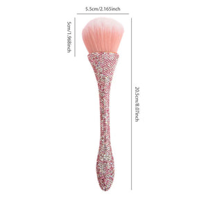 Crystal Nail Dust Brush (PINK & SILVER RHINESTONES) - HYBA BEAUTY