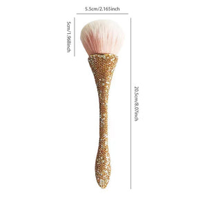 Crystal Nail Dust Brush (GOLD RHINESTONES) - HYBA BEAUTY