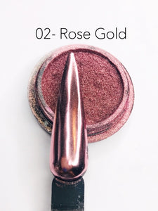 SHINE  #02-Rose Gold -100% Pigment Chrome- Mirror oNail Powder
