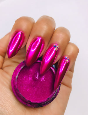 SHINE #10- Bright Pink - 100% Pigment Chrome- Mirror Nail Powder