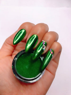 SHINE #03- Forest Green - 100% Pigment Chrome- Mirror Nail Powder – Shine  And Design