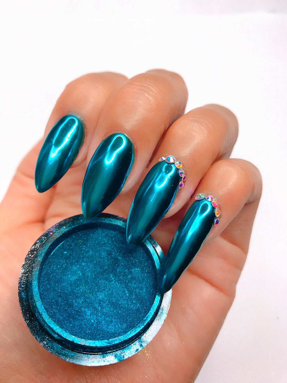 SHINE #11- Bright Blue - 100% Pigment Chrome- Mirror Nail Powder – Shine  And Design