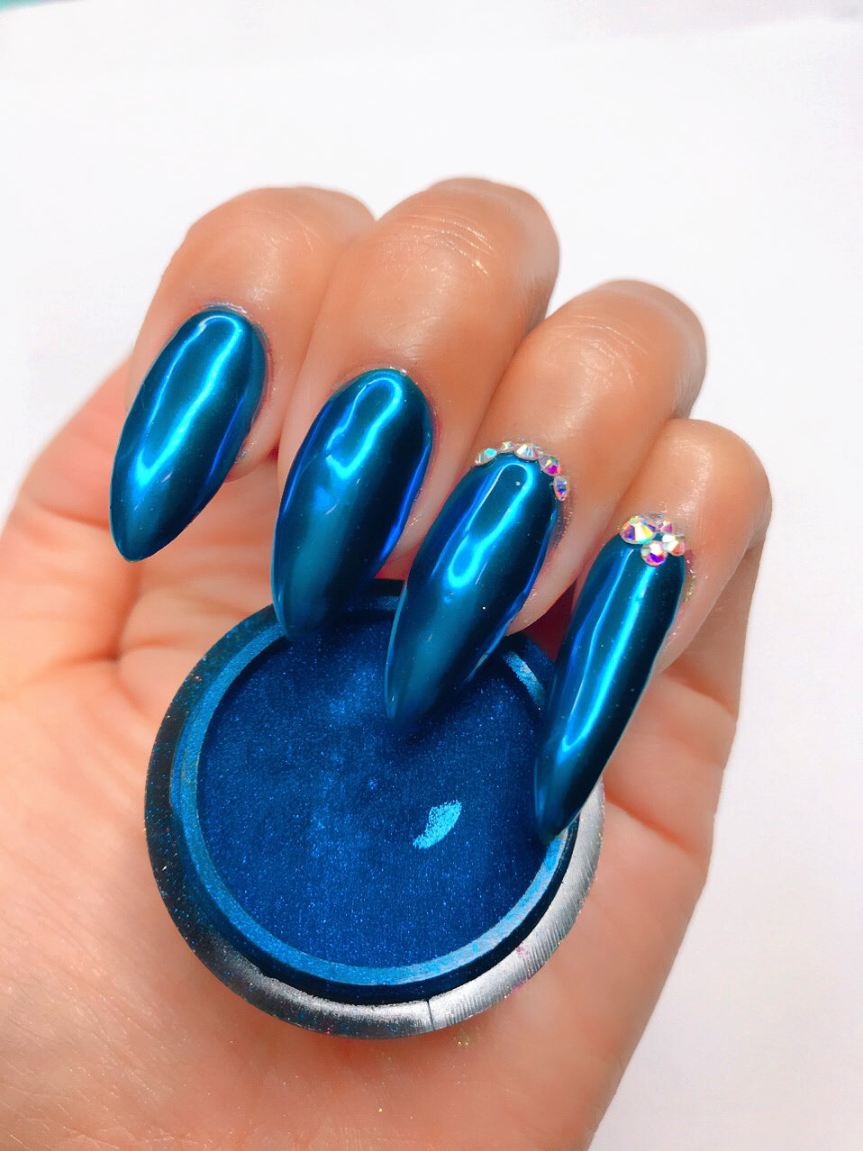SHINE #12- Electric Blue - 100% Pigment Chrome- Mirror Nail Powder