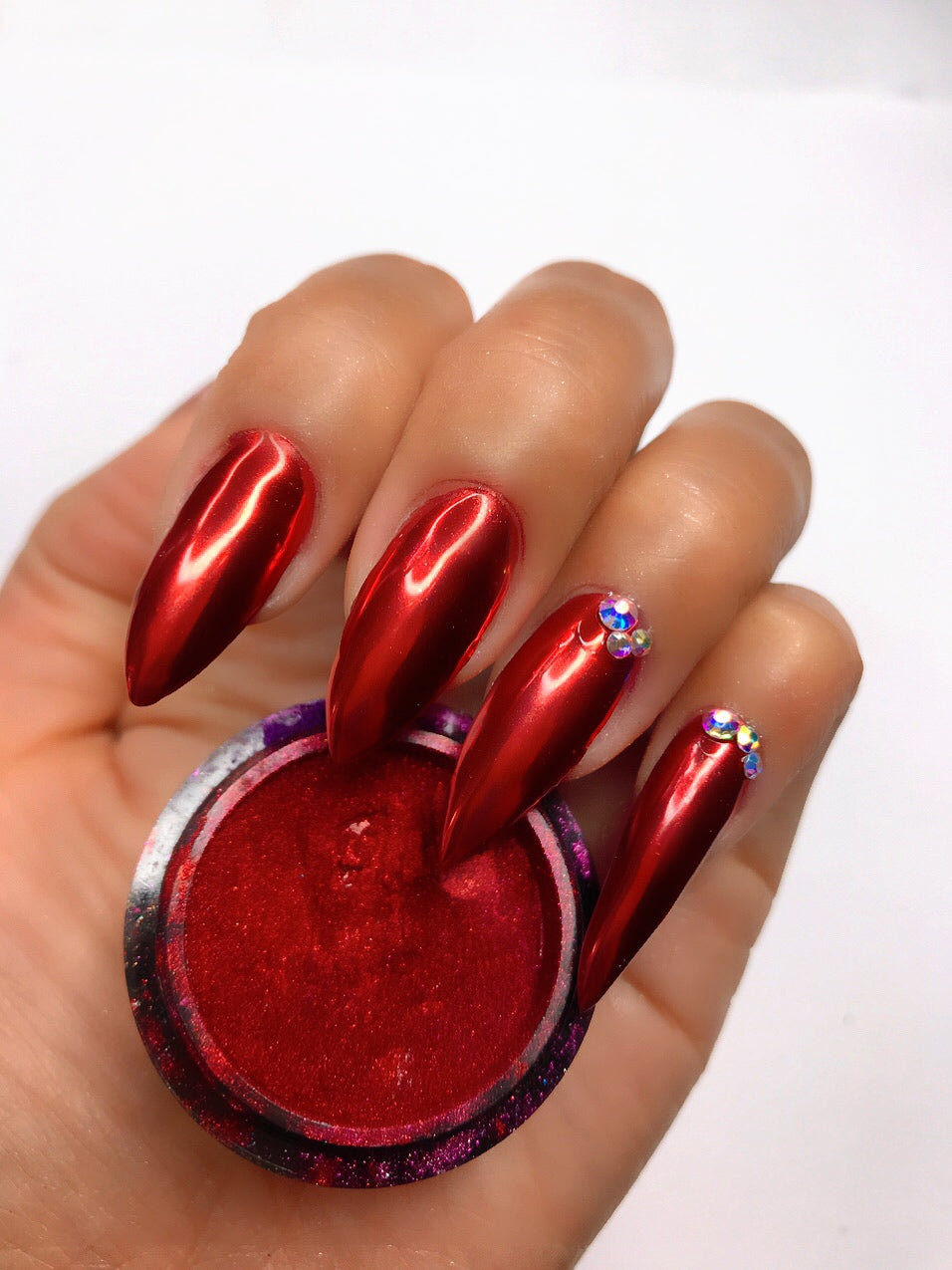 Red Mirror Powder Chrome Pigment Nail Art Christmas Gel Polish