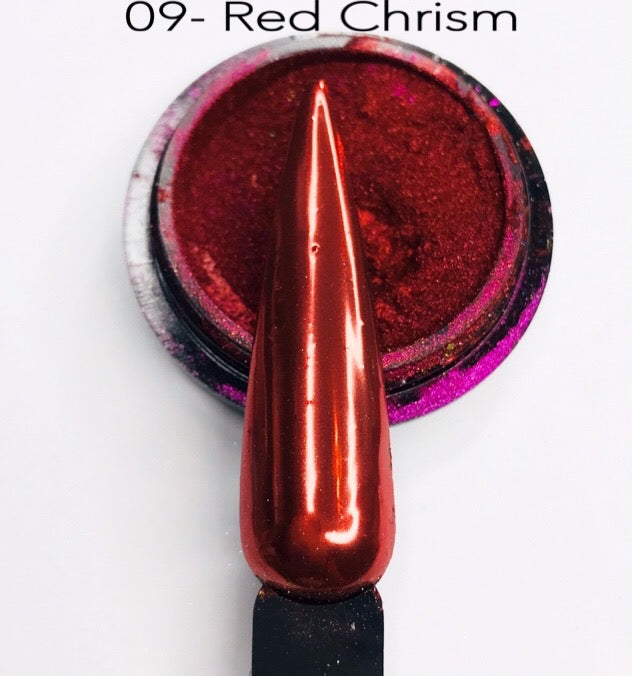 SHINE #09- Red Charism - 100% Pigment Chrome- Mirror Nail Powder