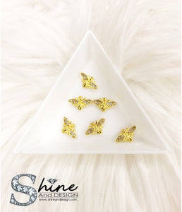 SHINE- Metal Charms - GG Bees with Crystals