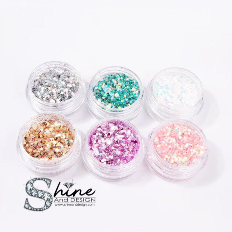 SHINE-  SEQUIN GLITTER HALO- Mermaid Mix - 6 Colors Set