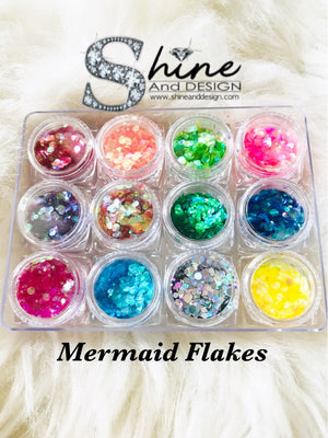 SHINE-  SEQUIN GLITTER HALO-Transparent Mermaid Flakes- 12 Colors Set
