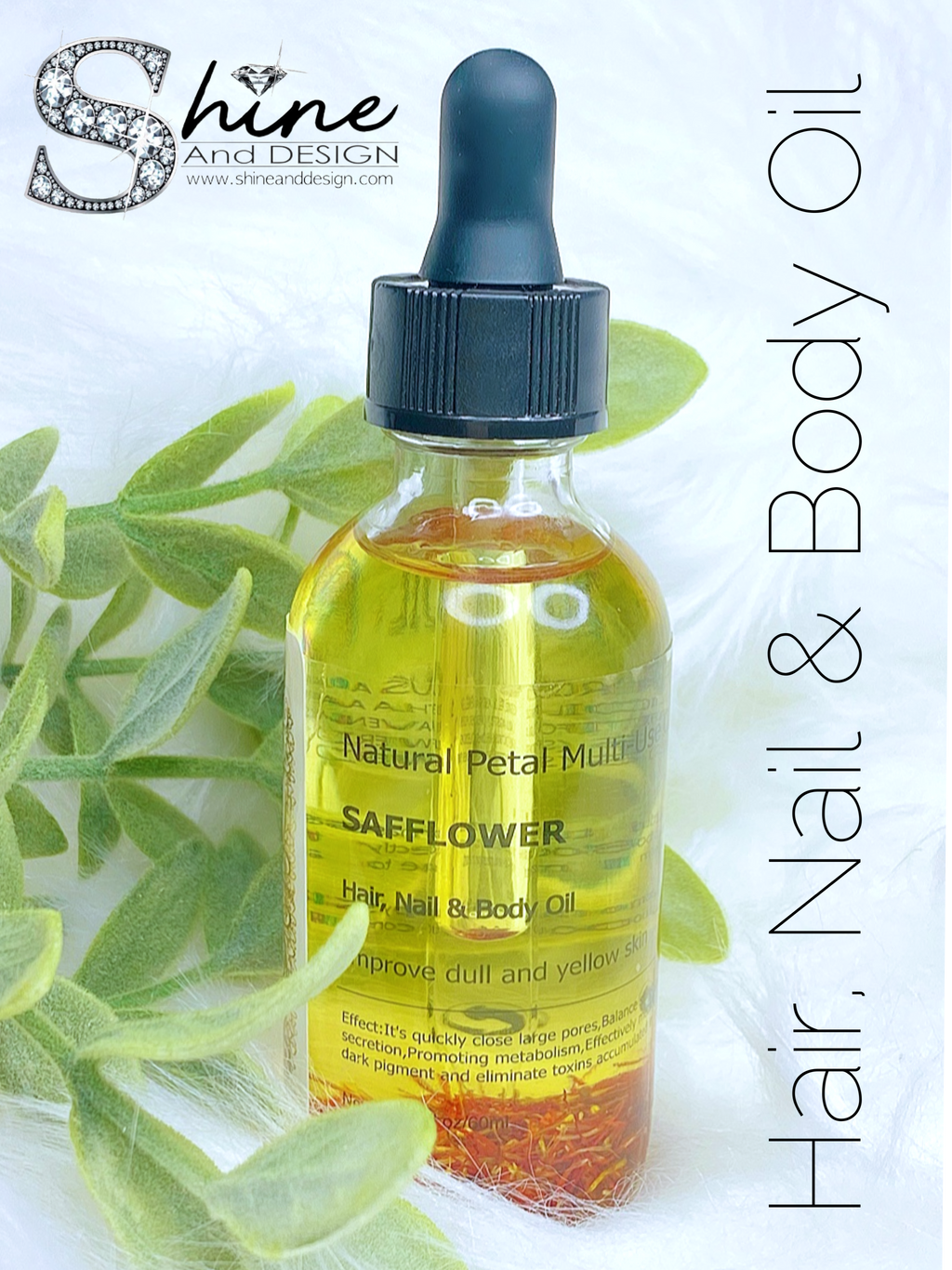 SHINE - SAFFLOWER- Hair, Nail & Body Oil- w/Vitamin E & Essential Extracts